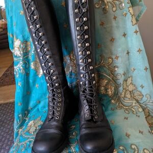 John Fluevog Black Lace Up Boots